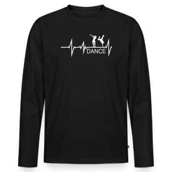 Danse école de danse cadeau battement de cœur - T-shirt manches longues Premium bio Homme - noir - Devant - Nico (187cm)
