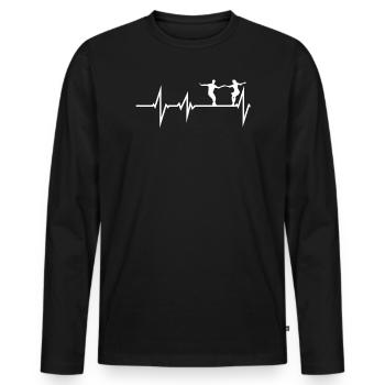 Danse école de danse cadeau battement de cœur - T-shirt manches longues Premium bio Homme - noir - Devant - Nico (187cm)