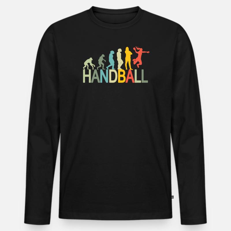 Lstiges Handball Design Evolution - Männer Premium Bio Langarmshirt - Schwarz