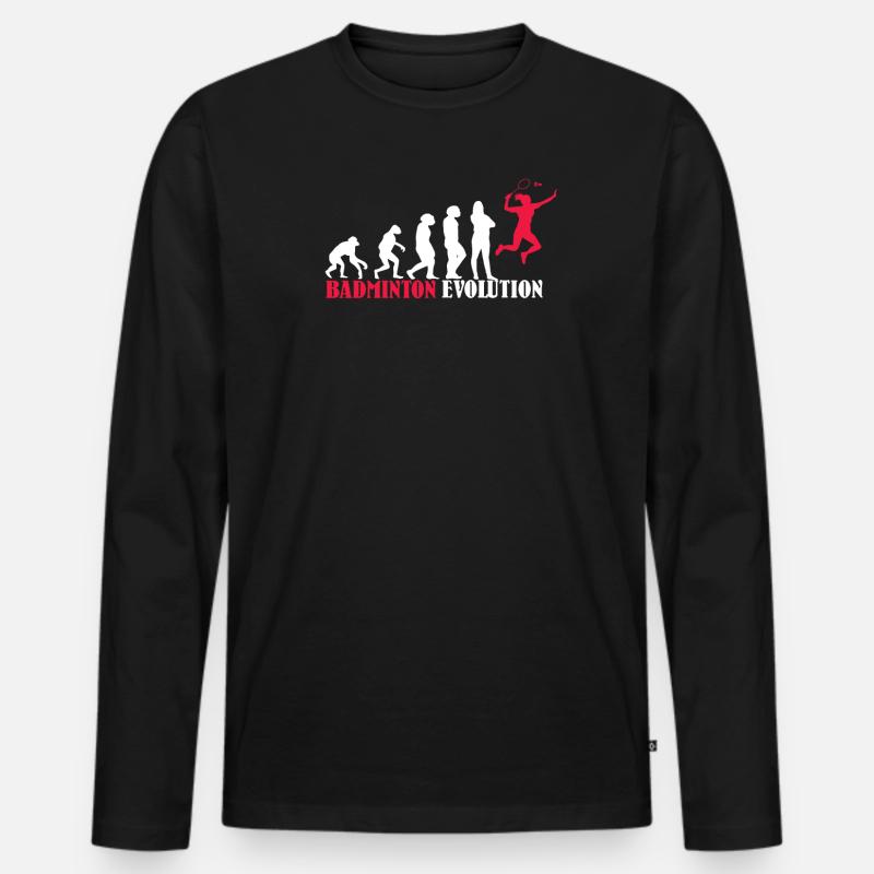 Badminton Evolution Design als Geschenk - Men's Premium Organic Long Sleeve Shirt - black