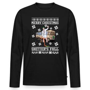 Frohe Weihnachten Shitters Full Ugly Christmas - Männer Premium Bio Langarmshirt - Schwarz - Vorne - Nico (187cm)