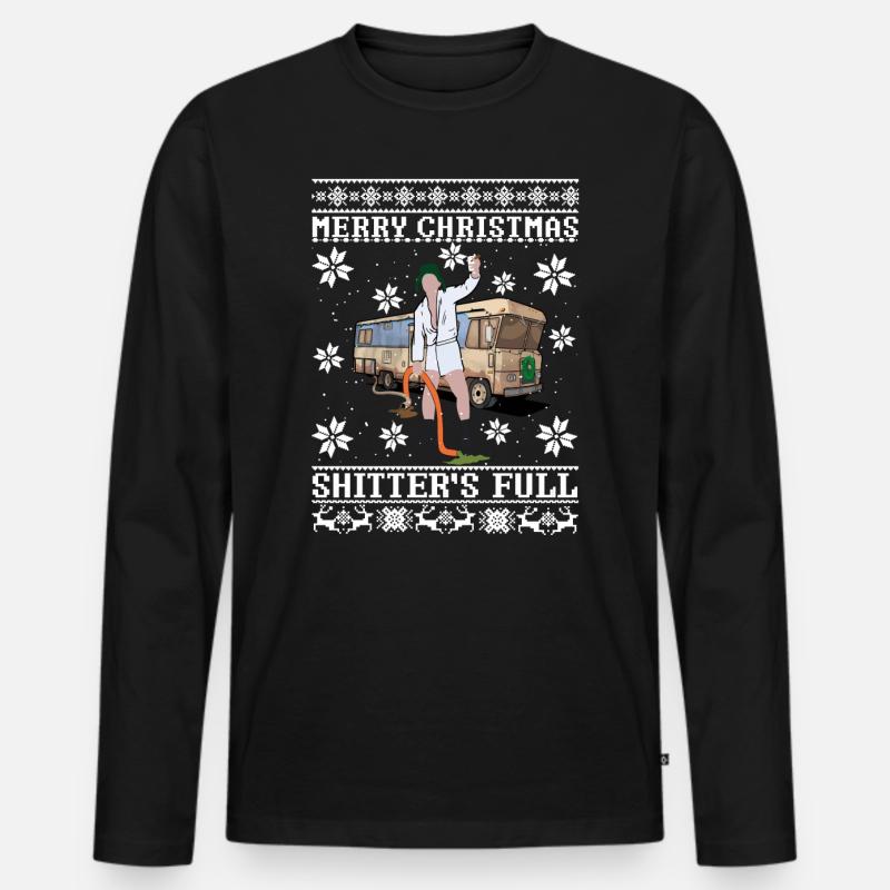 Frohe Weihnachten Shitters Full Ugly Christmas - Männer Premium Bio Langarmshirt - Schwarz