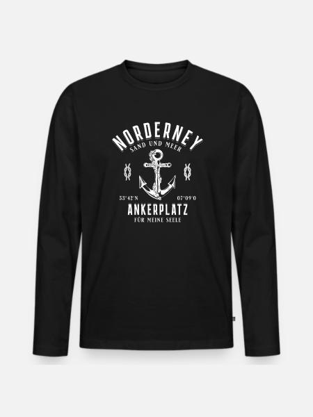 Norderney Nordsee Ankerplatz - Männer Premium Bio Langarmshirt - Schwarz