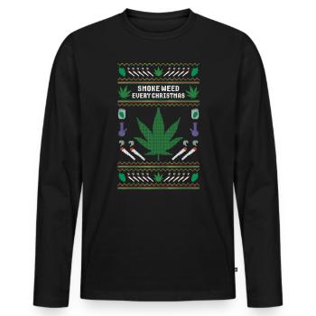 Fumer de l’herbe chaque Noël - T-shirt manches longues Premium bio Homme - noir - Devant - Nico (187cm)