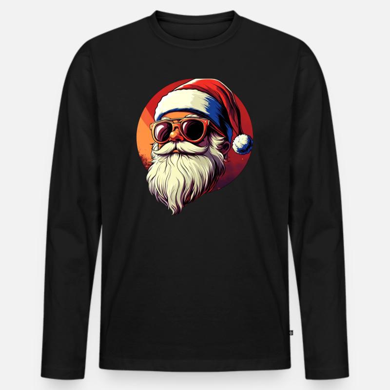 Cooler Weihnachtsmann - Männer Premium Bio Langarmshirt - Schwarz