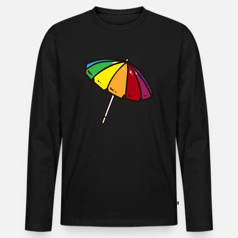 Strand Schirm - Männer Premium Bio Langarmshirt - Schwarz