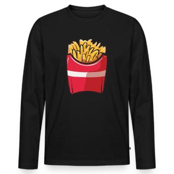 Pommes - Männer Premium Bio Langarmshirt - Schwarz - Vorne - Nico (187cm)