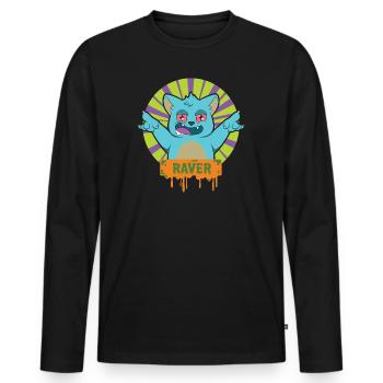 RAVER Cat - Men's Premium Organic Long Sleeve Shirt - black - Front - Nico (187cm)
