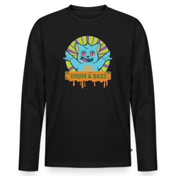 DRUM & BASS DRUM & BASS Cat - Men's Premium Organic Long Sleeve Shirt - black - Front - Nico (187cm)