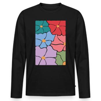 Boho Flora Flowers - Men's Premium Organic Long Sleeve Shirt - black - Front - Nico (187cm)