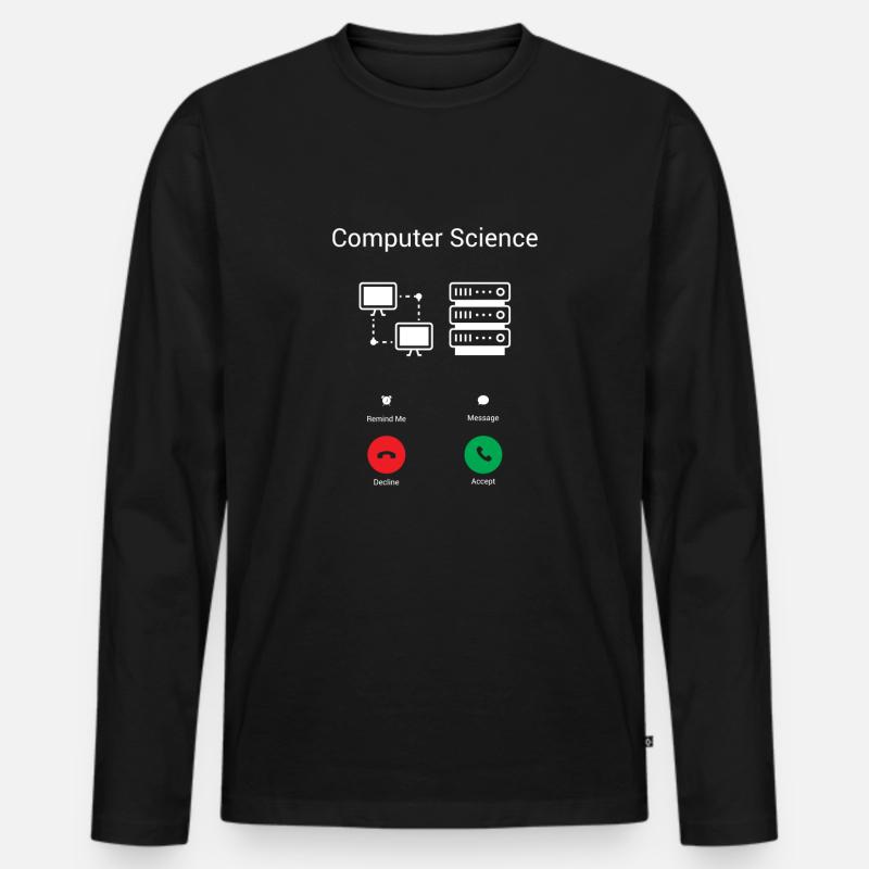 Der PC ruft - Männer Premium Bio Langarmshirt - Schwarz