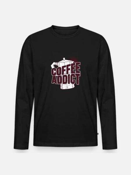 lustige Kaffee Kaffebohne Koffein Statement - Männer Premium Bio Langarmshirt - Schwarz