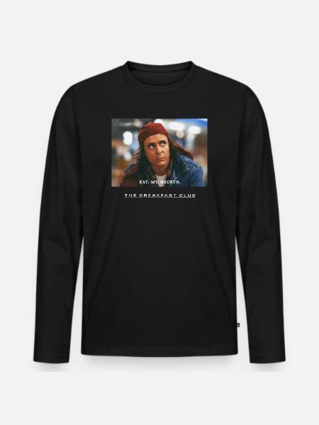 The Breakfast Club Eat My Shorts Spruch - Männer Premium Bio Langarmshirt - Schwarz