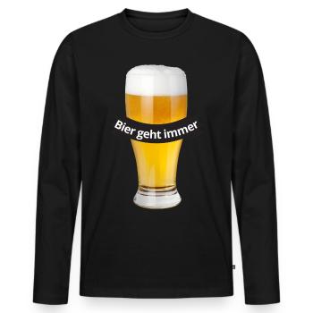 Bier geht immer - Männer Premium Bio Langarmshirt - Schwarz - Vorne - Nico (187cm)