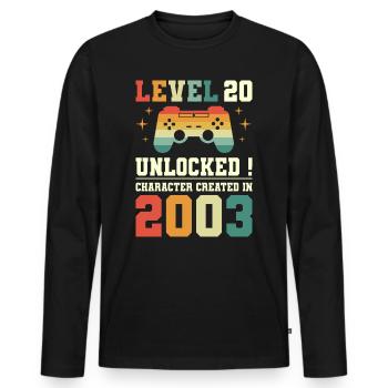 Level 20 Birthday Gamer 20 Years - Men's Premium Organic Long Sleeve Shirt - black - Front - Nico (187cm)
