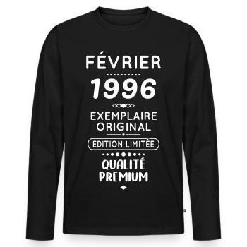 30th Anniversary - February 1996 Original - Men's Premium Organic Long Sleeve Shirt - black - Front - Nico (187cm)