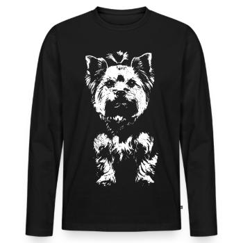 Yorkshire Terrier original - amoureux du Yorkie - T-shirt manches longues Premium bio Homme - noir - Devant - Nico (187cm)