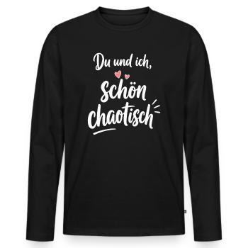 Du und ich – schön chaotisch für Paare & Freunde - Männer Premium Bio Langarmshirt - Schwarz - Vorne - Nico (187cm)