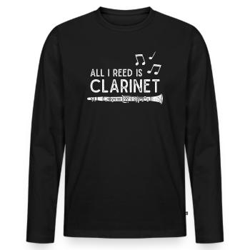 Clarinet Musical Instrument Clarinetist - Men's Premium Organic Long Sleeve Shirt - black - Front - Nico (187cm)