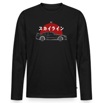 Skyline GT-R R34 Illustration - T-shirt manches longues Premium bio Homme - noir - Devant - Nico (187cm)