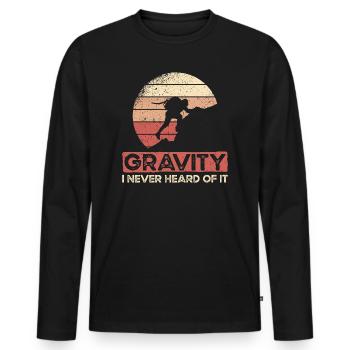 Gravity I Never Heard Of It. Gravitation Design - Men's Premium Organic Long Sleeve Shirt - black - Front - Nico (187cm)
