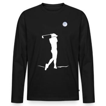 Motive Golf votre sport - T-shirt manches longues Premium bio Homme - noir - Devant - Nico (187cm)