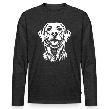 Labrador Portrait Retriever Labbi Chiens Chien - T-shirt manches longues Premium bio Homme - anthracite chiné - Devant - Nico (187cm)