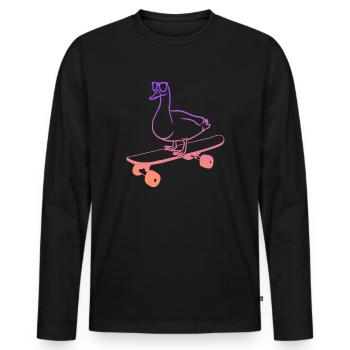 Skateboarding Ente auf Skateboard Tricks Skater - Männer Premium Bio Langarmshirt - Schwarz - Vorne - Nico (187cm)
