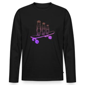 Skateboard Meerkat Skater Skateboarding - T-shirt manches longues Premium bio Homme - noir - Devant - Nico (187cm)