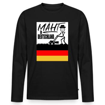 Mäht in Deutschland - Männer Premium Bio Langarmshirt - Schwarz - Vorne - Nico (187cm)