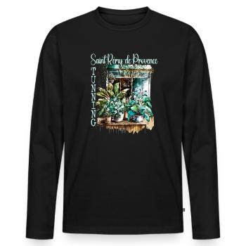 Magnifique jardin floral de Saint Rémy-de-Provence - T-shirt manches longues Premium bio Homme - noir - Devant - Nico (187cm)