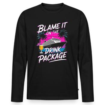 Humor Drinks Cruise Vacation - Men's Premium Organic Long Sleeve Shirt - black - Front - Nico (187cm)