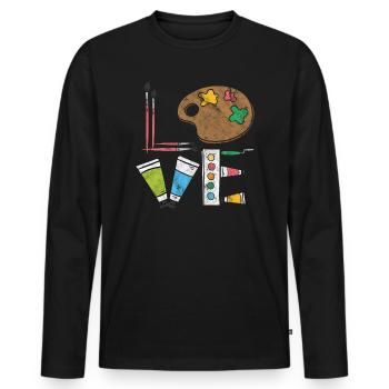 Kunst - Männer Premium Bio Langarmshirt - Schwarz - Vorne - Nico (187cm)
