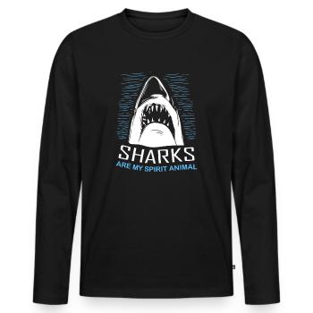 Sharks Are My Spirit Animal Diver Diving - Men's Premium Organic Long Sleeve Shirt - black - Front - Nico (187cm)