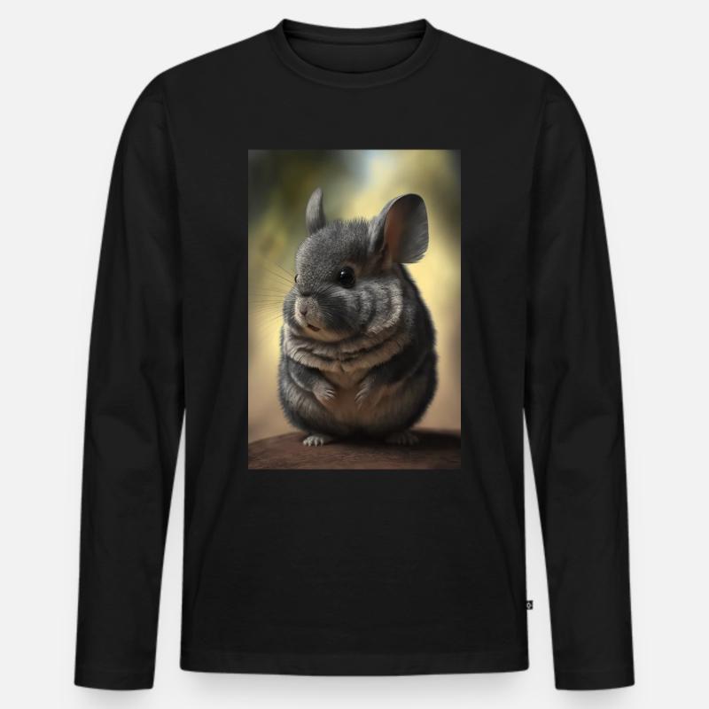 Chinchilla Realistisch Tier - Männer Premium Bio Langarmshirt - Schwarz