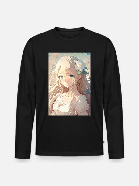 Anime Girl Anime Girl Waifu Otaku Beautiful - T-shirt manches longues Premium bio Homme - noir