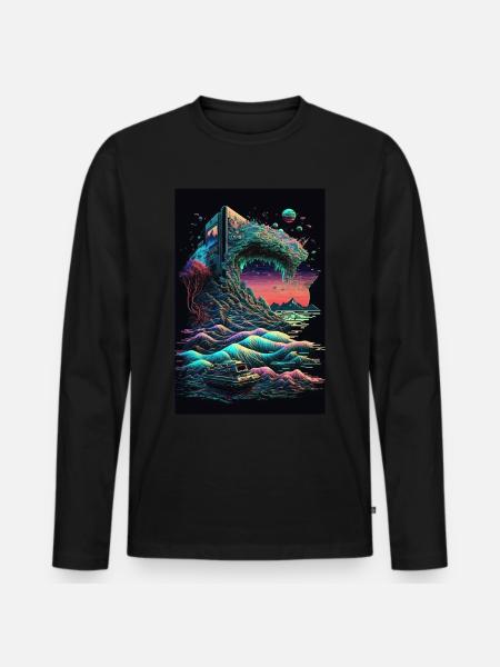 Retro Gaming Gamer - Men's Premium Organic Long Sleeve Shirt - black