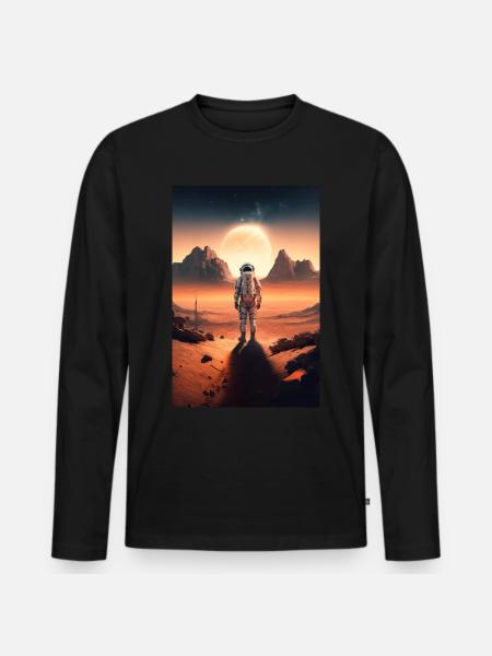 Astronaut Desert Landscape Moon Space - Men's Premium Organic Long Sleeve Shirt - black