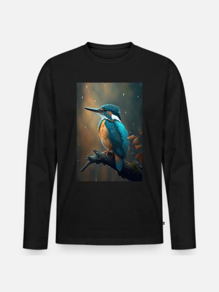 Eisvogel Kingfisher Vogel bird Lover - Men's Premium Organic Long Sleeve Shirt - black