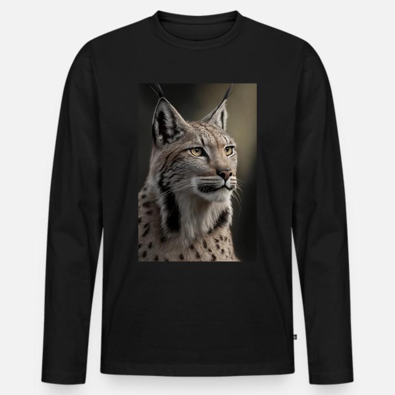 Luchs Wildkatze - Männer Premium Bio Langarmshirt - Schwarz