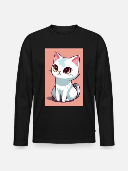 Drôle de chat mignon - T-shirt manches longues Premium bio Homme - noir