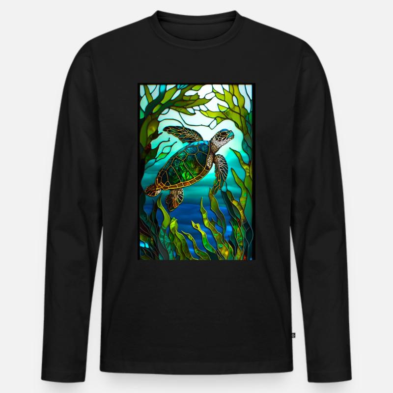 Schildkröte - Männer Premium Bio Langarmshirt - Schwarz