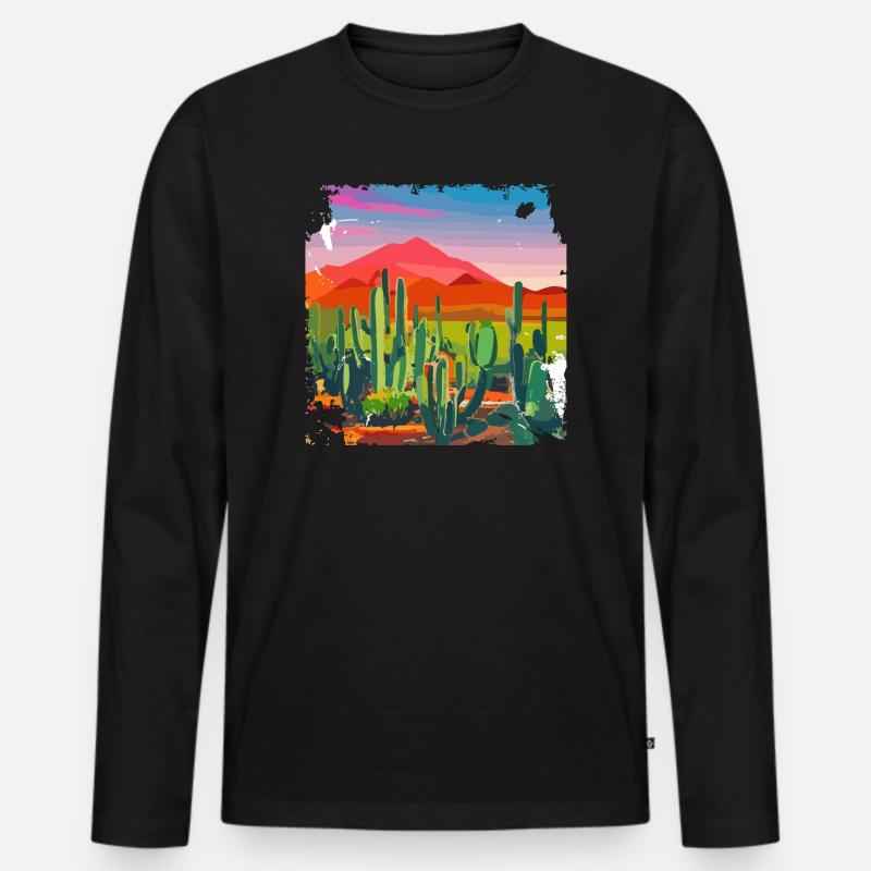 wüste🌵 - Männer Premium Bio Langarmshirt - Schwarz