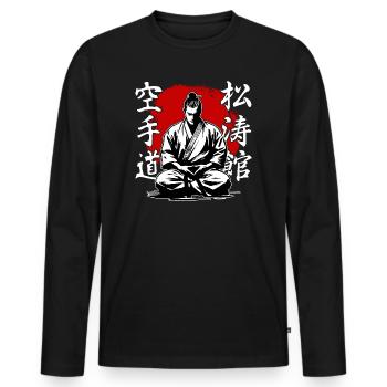 Samouraï Shotokan Karaté Style Arts Martiaux - T-shirt manches longues Premium bio Homme - noir - Devant - Nico (187cm)