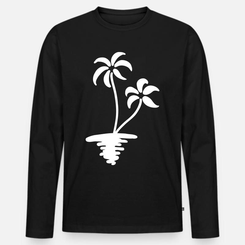 Palmen Motiv - Männer Premium Bio Langarmshirt - Schwarz