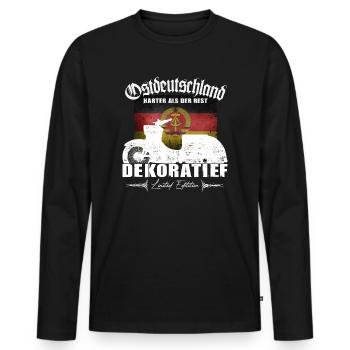 Simson Schwalbe - DEKORATIEF - DDR Ostdeutschland - Männer Premium Bio Langarmshirt - Schwarz - Vorne - Nico (187cm)