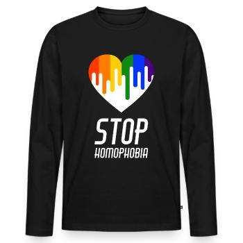 Stop Homophobia LGBT Gay Pride CSD - Men's Premium Organic Long Sleeve Shirt - black - Front - Nico (187cm)