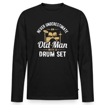 Batterie Batteur Batteur Retraité Grand-père - T-shirt manches longues Premium bio Homme - noir - Devant - Nico (187cm)