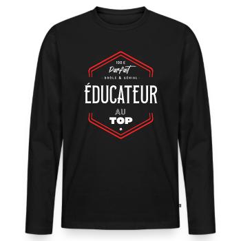 Educateur parfait et au top - T-shirt manches longues Premium bio Homme - noir - Devant - Nico (187cm)