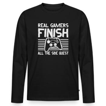 Real Gamers Finishes All The Side Quests - Video G - Men's Premium Organic Long Sleeve Shirt - black - Front - Nico (187cm)
